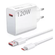   XIAOMI HYPERCHARGE COMBO hálózati töltő USB aljzat 120W, gyorstöltő + Type-C kábel, FEHÉR