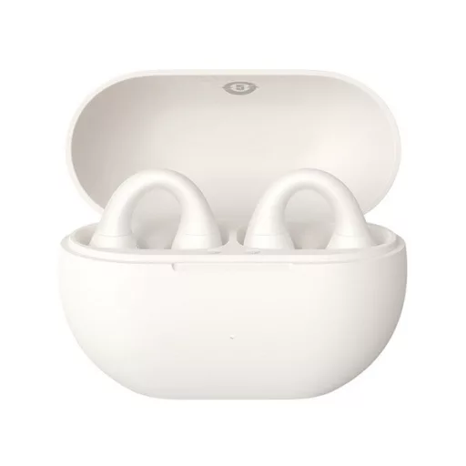 BASEUS BASS 15 CLIP OWS bluetooth fülhallgató SZTEREO v5.4, fülre csíptethető + töltőtok, FEHÉR