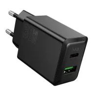   HOCO N71 hálózati töltő USB+Type-C aljzat 30W, PD gyorstöltő 3.0, FEKETE