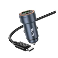   HOCO Z57A autós töltő Type-C+USB aljzat 30W, PD gyorstöltő 3.0 + Type-C kábel, FEKETE