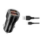 XO CC48 autós töltő 2 USB aljzat 2.4W + Type-C kábel FEKETE