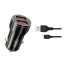 XO CC48 autós töltő 2 USB aljzat 2.4W + Type-C kábel FEKETE