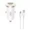 XO CC56 autós töltő USB+Type-C aljzat 30W, PD gyorstöltő + Type-C kábel, FEHÉR