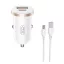 XO CC56 autós töltő USB+Type-C aljzat 30W, PD gyorstöltő + Type-C kábel, FEHÉR
