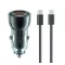 XO CC60 autós töltő USB+Type-C aljzat (60W, PD gyorstöltő + Type-C kábel) SÖTÉTKÉK