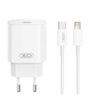   XO CE25 hálózati töltő Type-C aljzat 25W, PD gyorstöltő + lightning kábel, FEHÉR