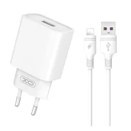   XO CE02D hálózati töltő Type-C aljzat 18W, PD gyorstöltő + lightning kábel, FEHÉR