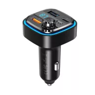   XO BCC08 bluetooth FM transmitter autós töltő 2 USB+Type-C aljzat v5.0, LED kijelző, FEKETE