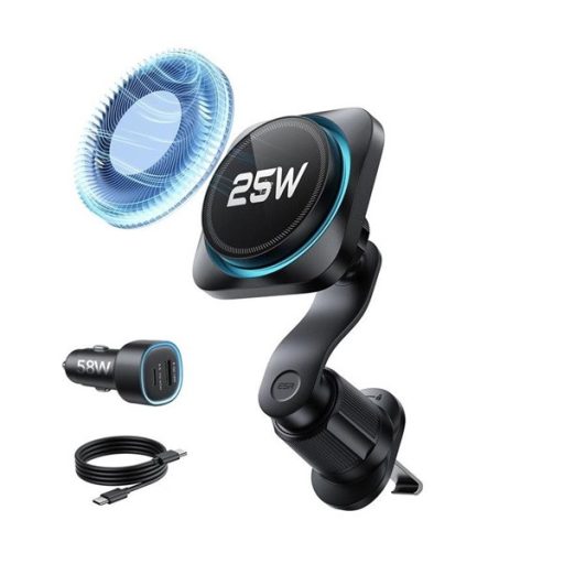 ESR OMNILOCK CRY0BOOST autós tartó szellőzőre, Qi2 + autós töltő, FEKETE