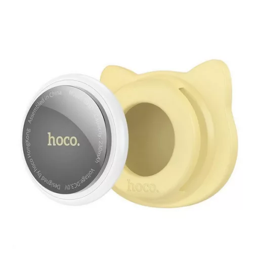 HOCO E91D bluetooth nyomkövető kulcstartóra, iOS kompatibilis + szilikon tok, BÉZS