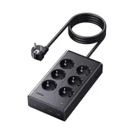   UGREEN S622 hálózati elosztó 6 AC+3 USB+Type-C aljzat 20W, PD gyorstöltő 3.0 + 150cm tápkábel, FEKETE