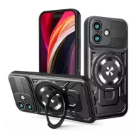   Defender szilikon telefonvédő (ütésállóság, tartógyűrű, mágneses) FEKETE