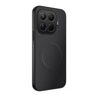   Szilikon telefonvédő (műanyag hátlap, karbon minta, mágneses) FEKETE