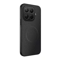   Szilikon telefonvédő (műanyag hátlap, karbon minta, mágneses) FEKETE