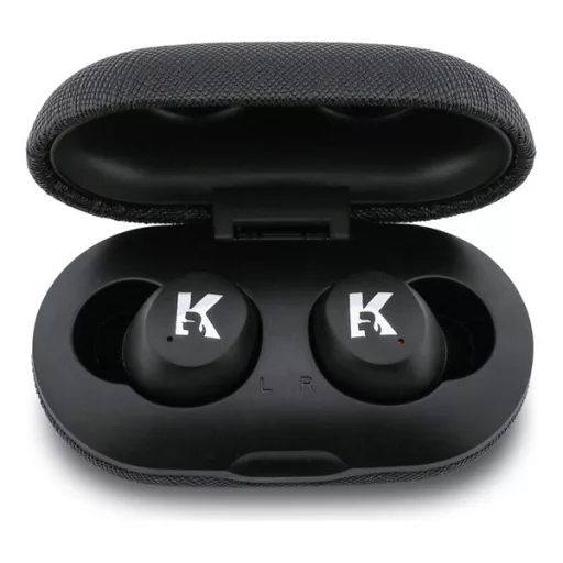 KARL LAGERFELD ENC SAFFIANO LOGO bluetooth fülhallgató SZTEREO v5.4, aktív zajszűrő + töltőtok, FEKETE