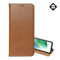   Samsung S26 Plus GIGAPACK Tok álló, valódi bőr FLIP, asztali tartó, VILÁGOSBARNA