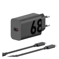   MOTOROLA TURBOPOWER hálózati töltő Type-C aljzat 68W, PD gyorstöltő + Type-C kábel, FEKETE