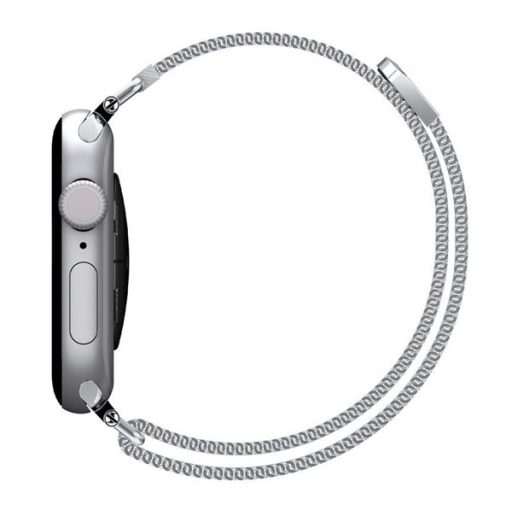 Apple Watch Series SE 3 40mm / 11 42mm / 10 42mm SPIGEN METAL BAND pótszíj egyedi méret, mágneses, EZÜST