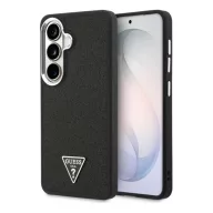   Samsung S26 Plus GUESS FIXED GLITTER TRIANGLE LOGO MAGSAFE szilikon telefonvédő műanyag hátlap, mágneses, FEKETE