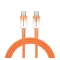 DUX DUCIS WLCM adatkábel (Type-C - Type-C, 60W, PD gyorstöltő 3.0, cipőfűző, 100cm) NARANCSSÁRGA