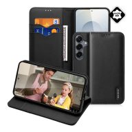   DUX DUCIS HIVO tok álló, valódi bőr (FLIP, oldalra nyíló, asztali tartó, kártyazseb, RFID) FEKETE