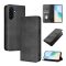 Tok álló, bőr hatású (FLIP, oldalra nyíló, asztali tartó, RFID, prémium) FEKETE