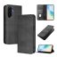 Tok álló, bőr hatású (FLIP, oldalra nyíló, asztali tartó, RFID, prémium) FEKETE