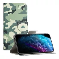   Samsung A57 5G GIGAPACK Tok álló, bőr hatású FLIP, terep minta, SÖTÉTZÖLD