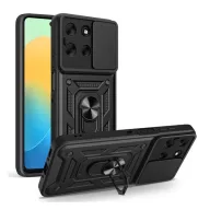   Defender szilikon telefonvédő (ütésállóság, tartógyűrű, kameravédő) FEKETE