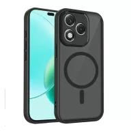   Szilikon telefonvédő (ütésállóság, matt, műanyag hátlap, kameravédő, MagSafe) FEKETE