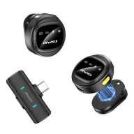   AWEI MK3 DUO bluetooth mikrofon 2db (Type-C, LAVALIER csíptethető, zajszűrő) FEKETE