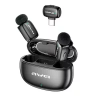   AWEI MK5 DUO bluetooth mikrofon 2db Type-C, zajszűrő, FEKETE