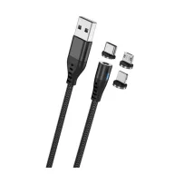  MAXLIFE töltőkábel 3in1 USB - Type-C/lightning/microUSB, 100cm, FEKETE