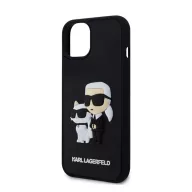   iPhone 13 KARL LAGERFELD 3D RUBBER KARL AND CHOUPETTE szilikon telefonvédő ütésállóság, műanyag hátlap, FEKETE