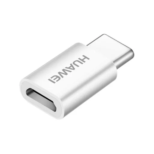 HUAWEI adapter microUSB aljzat - Type-C, adatátvitel és töltés, FEHÉR