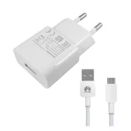   HUAWEI HW-050100E01W hálózati töltő USB aljzat 5W + microUSB kábel FEHÉR