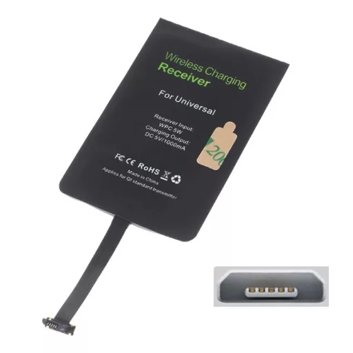 GIGAPACK Wireless töltő adapter fogadóegység, felső microUSB töltőcsatlakozó, FEKETE