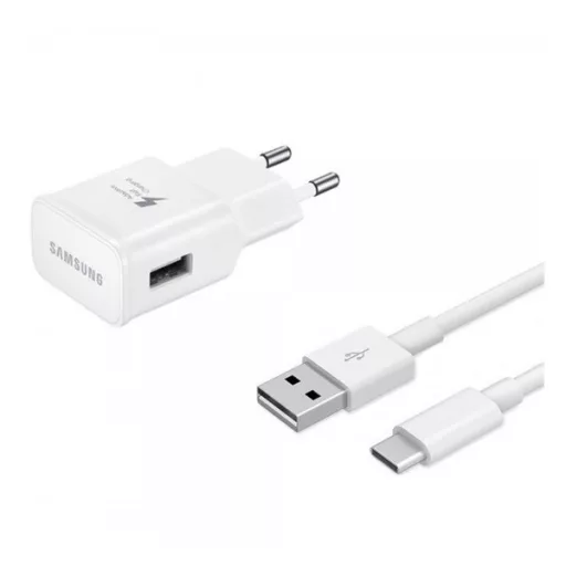 SAMSUNG hálózati töltő USB aljzat 15W, gyorstöltő + EP-DR140AWE Type-C kábel 80cm, FEHÉR