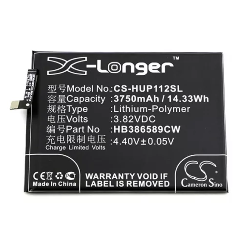 Honor Play / Huawei Nova 3 CAMERON SINO Li-Polymer akku 3.82V/3750mAh, Huawei HB386589CW kompatibilis, FEKETE