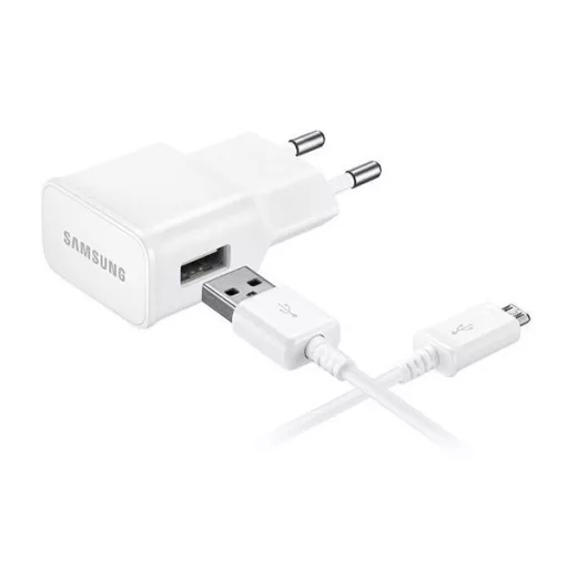 SAMSUNG hálózati töltő USB aljzat 8W + ECB-DU4AWE/ECB-DU68WE microUSB kábel FEHÉR
