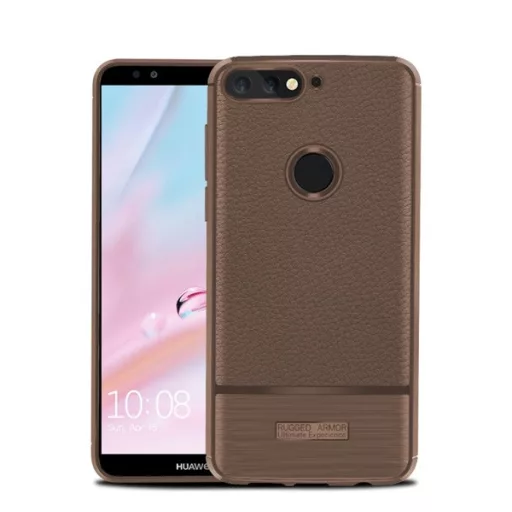 Huawei Y7 Prime 2018 GIGAPACK szilikon telefonvédő ütésállóság, szálcsiszolt, BARNA