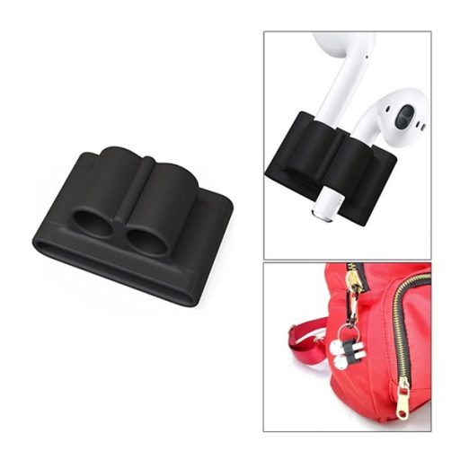 GIGAPACK szilikon tartó óraszíjra, Apple AirPods, FEKETE