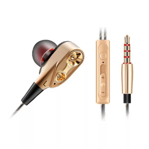 QKZ fülhallgató SZTEREO 3.5mm jack, dupla hangszóró, ROZÉARANY