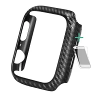   Apple Watch Series SE 3 44mm / SE 2 44mm / SE 44mm ENKAY szilikon keret karbon minta + képernyővédő fólia FEKETE
