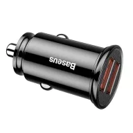   BASEUS CIRCULAR autós töltő 2 USB aljzat 30W, PD gyorstöltő 3.0, FEKETE