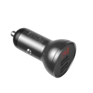   BASEUS autós töltő 2 USB aljzat 24W, LED kijelző, SÖTÉTSZÜRKE