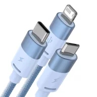   Baseus StarSpeed 3 az 1-ben töltőkábel USB - USB-C + Micro + Lightning, 3,5A, 1.2m (kék)