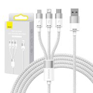   Baseus StarSpeed 3 az 1-ben kábel USB - USB-C + Micro-USB + Lightning, 3,5A, 1.2m (fehér)