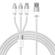   Baseus StarSpeed 3 az 1-ben kábel USB - USB-C + Micro-USB + Lightning, 3,5A, 1.2m (fehér)