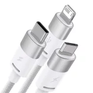   Baseus StarSpeed 3 az 1-ben kábel USB - USB-C + Micro-USB + Lightning, 3,5A, 1.2m (fehér)